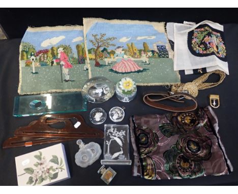 A DEVORE SCARF. AND OTHER ITEMSincluding decorative glass, Perspex, scent bottle and others