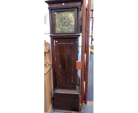 AN EIGHT-DAY LONGCASE CLOCK WITH 12 inch BRASS DIAL SIGNED BROWN, BIRMINGHAMwith subsidiary seconds dial, date aperture, turn