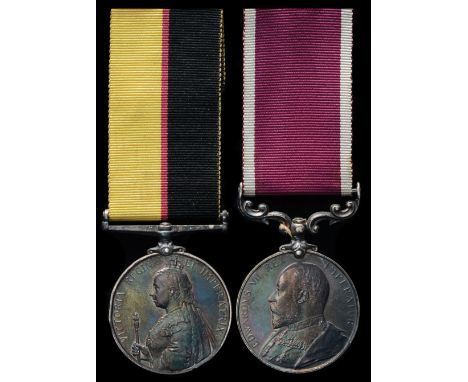 *A Sudan and Army Long Service and Good Conduct Pair awarded to G Lawton, 1st Battalion, North Staffordshire Regiment, compri
