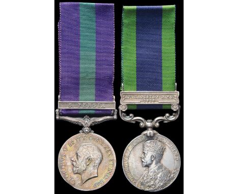 A G.S.M. and I.G.S. Pair awarded to Private F. T. Wiggins, Wiltshire Regiment, comprising; General Service, 1918-62, single c