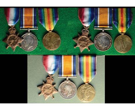Three Great War 1914-15 Trios awarded to Sergeant Frank Baines, and Private William B. Stevenson, Notts and Derby Regiment, a