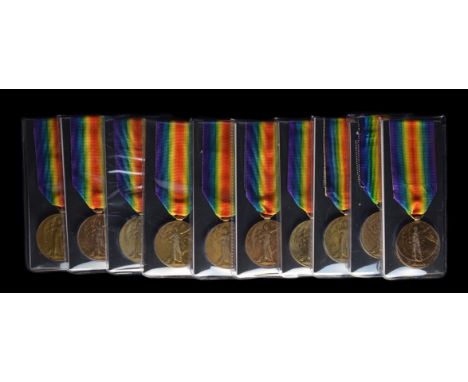 Great War Victory Medals to Yeomanry Units (10), comprising: Victory Medals, 1914-1919 (10) (3373 Pte. J. D. Parry. Derby. Ye