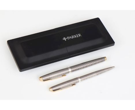   PARKER SchreibsetSterling Silber-Füllfederhalter und Kugelschreiber mit Rautendekor, ¨75 enem  PARKER SchreibsetSterling Si