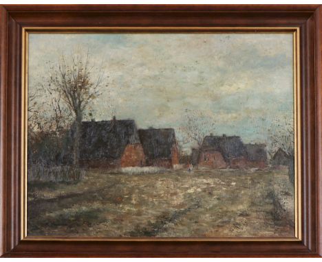   RUDOLF HÖCKNER (1864 Wolkenstein - 1942 Bad Mergentheim)Öl auf Holz, ¨Bauernhäuser in Wedel  RUDOLF HÖCKNER (1864 Wolkenste