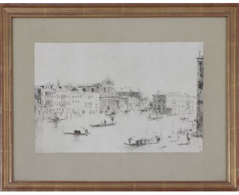   ANONYMER KÜNSTLERLithografie, ¨Blick auf den Canale Grande mit Gondeln¨, unsigniert, unten r  ANONYMER KÜNSTLERLithografie,