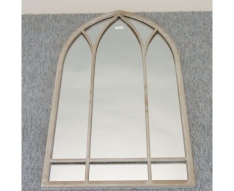 A gothic style outdoor wall mirror, 83 x 48cm