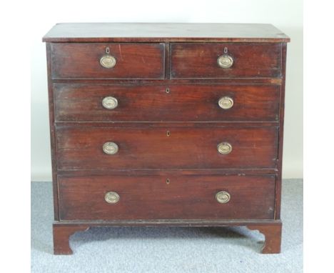 A George III mahogany chest, on bracket feet, 108cm
