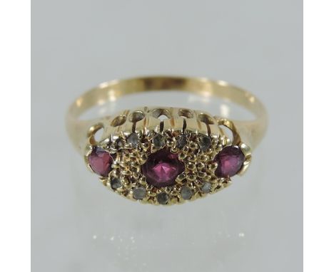 An 18 carat gold ruby boat shaped ring