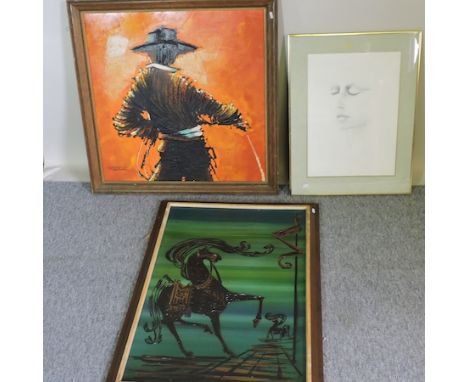 John Tweddle, b.1938, Aspect, screen print, signed and numbered 187/200, 53 x 38cm, together with two Spanish School oils (3)