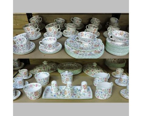 A Minton Haddon Hall pattern tea and dinner service, approximately 100 pieces 