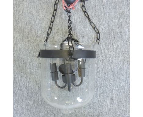 A glass dome ceiling light, 30cm tall