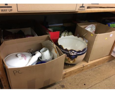 Shelf of assorted including a dinner service etc.