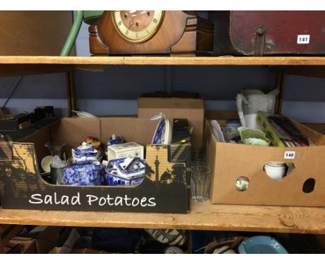 Shelf of assorted, including Ringtons china, Davidsons glass etc.