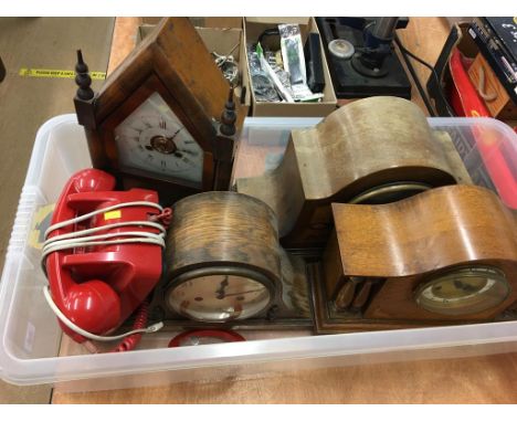 Quantity of mantel clocks and a GPO telephone