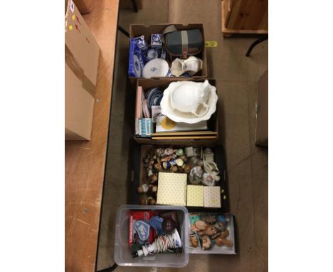 Five boxes of assorted to include Hummel, pair of Shelley ltd edition Mabel Lucie Attwell figures Lilbil and Lilibet etc.