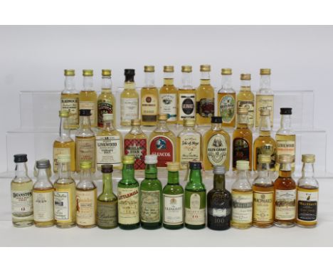 Collection of thirty five Scotch Whisky miniatures, mainly single malts, each 5cl.&nbsp; (35). 