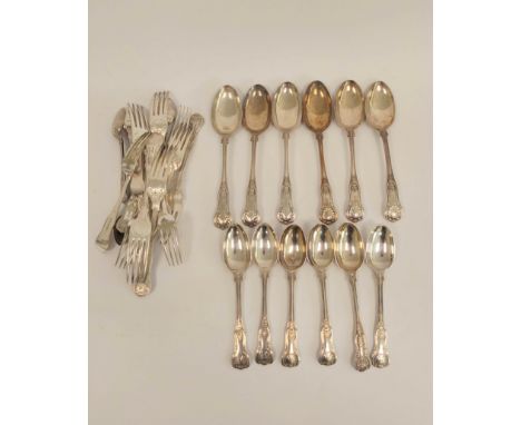 Silver king pattern flatware, double and single struck, six tablespoons, six desert spoons, and various in e.p.n.s, 961g. 