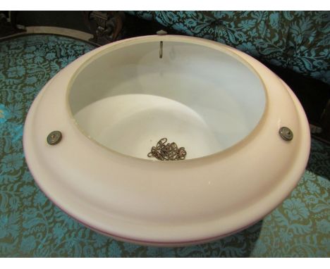 A 1930's pink glass ceiling light shade
