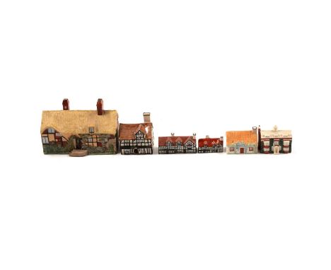 Six W H Goss cottages, to include Ann Hathaway's cottage pastille burner; Shakespeare's House by W Pearce; two other models o