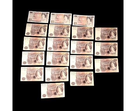Nineteen £10 notes, to include one J Hollom, Chief Cashier 1962-66; fifteen J B Page, Chief Cashier 1970-80; one G M Gill, Ch