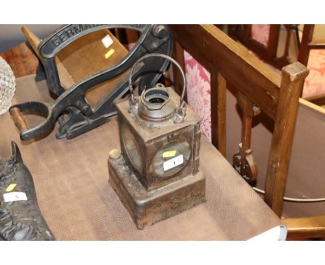 A vintage railway lamp