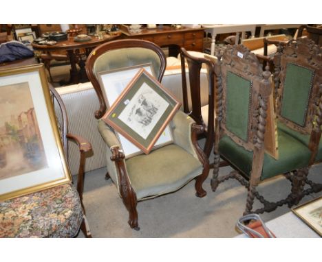 A Victorian mahogany framed button back easy chair