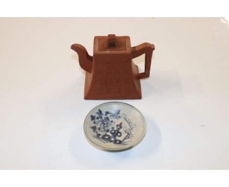 A Chinese Yixing teapot and a small shallow Nagel bowl