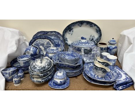 A collection of Spode Blue Italian pottery together with other blue and white part tea and dinner sets 