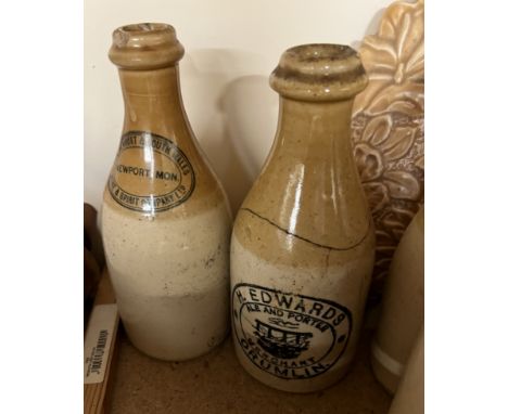 A leather bound photograph album together with Sylvac vases, clay pipes, Carnival glass, Ginger Beer bottles, vaseline glass,