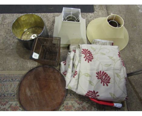 Lampshades, waste paper bin, curtains, tray etc
THE TRAY IS NO LONGER IN THIS LOT PLEASE LOOK AT LOT NO 432
