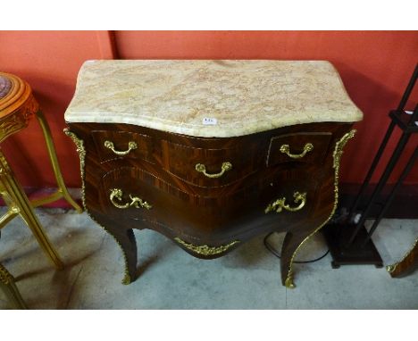 A reproduction Louis XV style marble topped commode