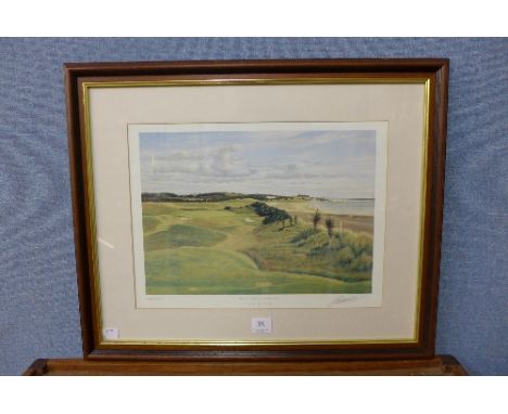 A signed Graeme W. Baxter print, 15th Portmarnock, Ireland, framed