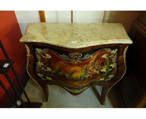 A reproduction Louis XV style marble topped commode