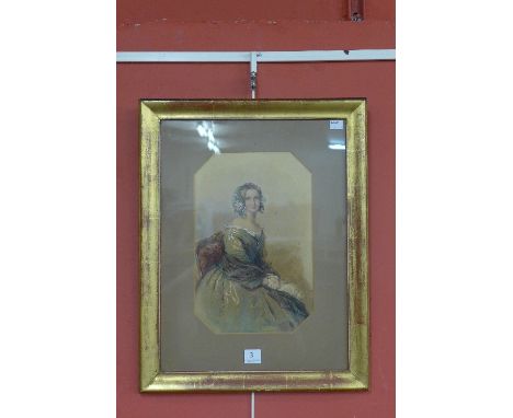 English School (19th Century), portrait of a lady, watercolour