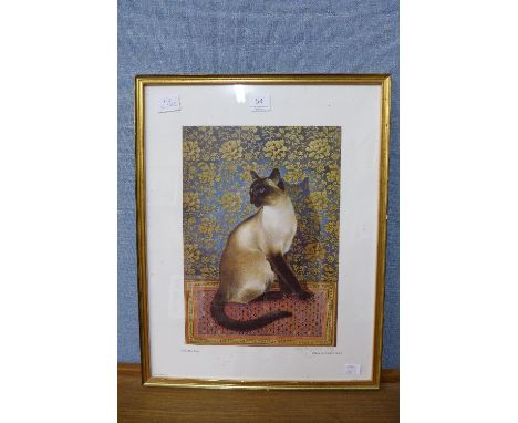 A signed limited edition Lesley Anne Ivory print, Phaun on a Chinese Carpet, 383/750, framed