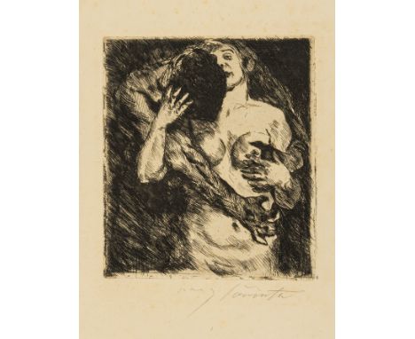 Corinth (Lovis, 1858-1925) Umarmung, etching and drypoint on cream wove paper, signed in pencil, platemark 180 x 160 mm. (7 x