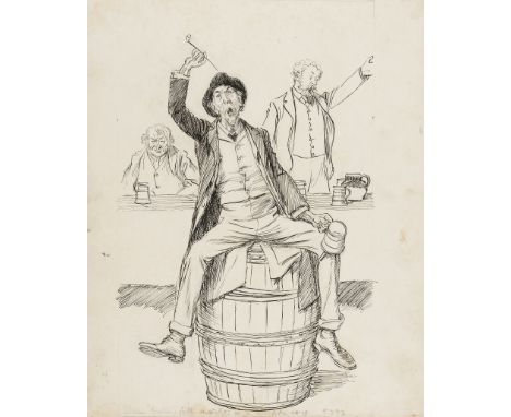 Thomson (Hugh, illustrator, 1860-1920) "Basin trolling forth snatches of a warlike song", original pen and ink illustration f