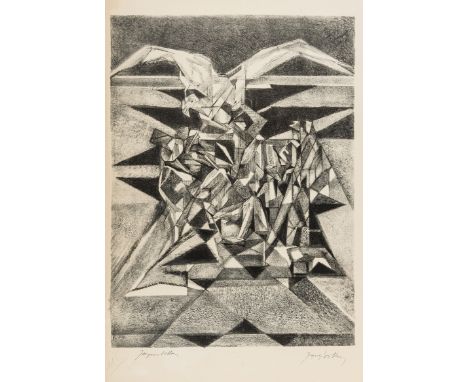 Villon (Jacques, 1875-1963) L'aigle quitte promethée, lithograph on cream wove paper with partial text-based watermark, signe