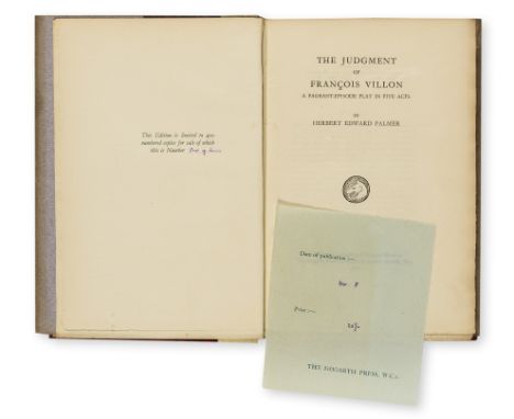 Woolf (Virginia).- Palmer (Herbert Edward) The Judgement of Francois Villon, 'out of series' copy from an edition limited to 