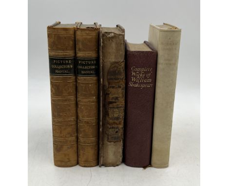 A small collection of books including The Picture Collector's Manual, James R. Hobbes, 2 vols 1849, The Pilgrim's Progress 18