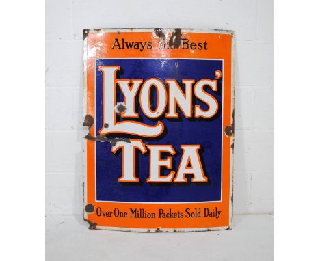 A vintage enamel advertising sign for Lyons Tea - 99.5cm x 75cm