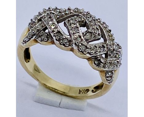 A diamond dress ring set in 9ct gold, total weight 3.4g, size L