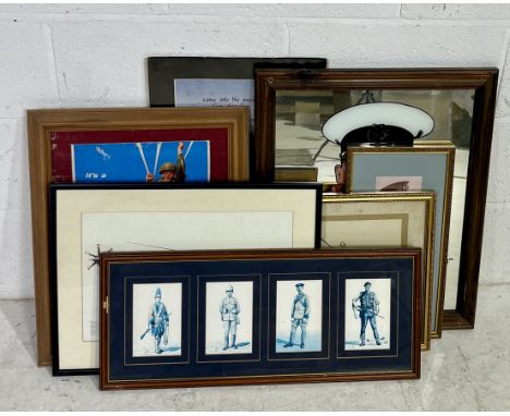 A collection of military themed prints including Devon and Dorset Regiment 1743 - 1970, A Lord Kitchener "Your Country Needs 