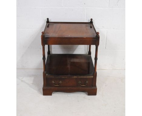 A mahogany occasional buffet style table, with single drawer under, with turned supports - length 48.5cm, depth 60cm