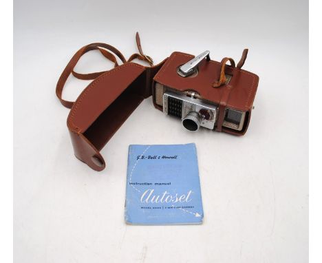 A Bell & Howell 624EE Autoset 8mm cine camera, in fitted leather case with instructions