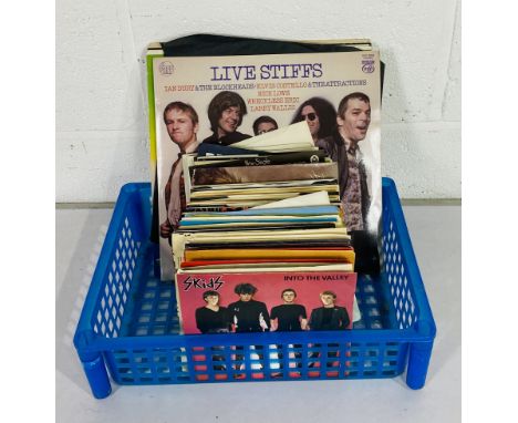 A collection of 12" & 7" vinyl records including Rod Stewart, Bee Gees, Queen, The Rolling Stones, Wings, Stevie Wonder, Elto