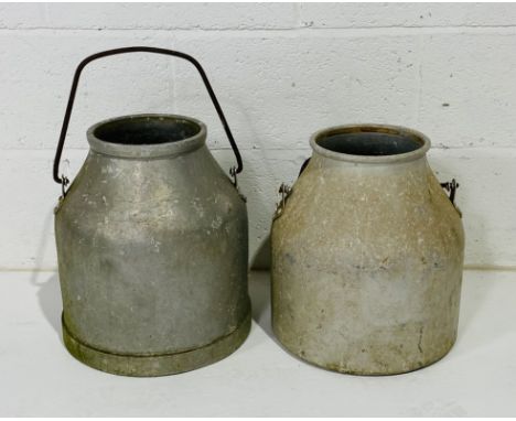 Two vintage galvanised milk churns 
