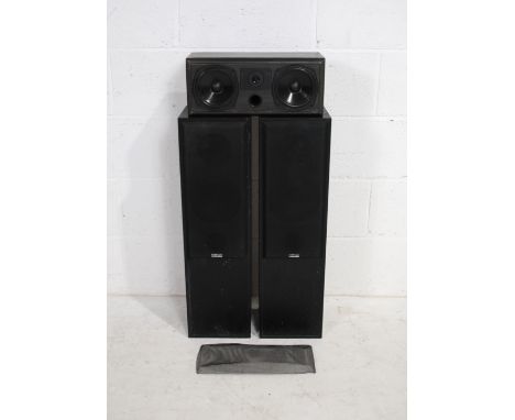 A pair of Acoustic Solutions DS 100 6ohm floor-standing speakers, with a Gale Centre 1 8ohm centre speaker