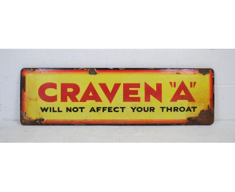 A vintage enamel advertising sign for Craven "A" cigarettes - 36cm x 122.5cm