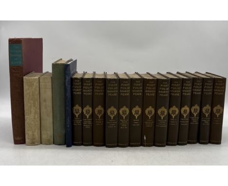 A collection of books including The First Folio Shakespeare Harrap & Co, Works of Robert Herrick in two vols. limited edition